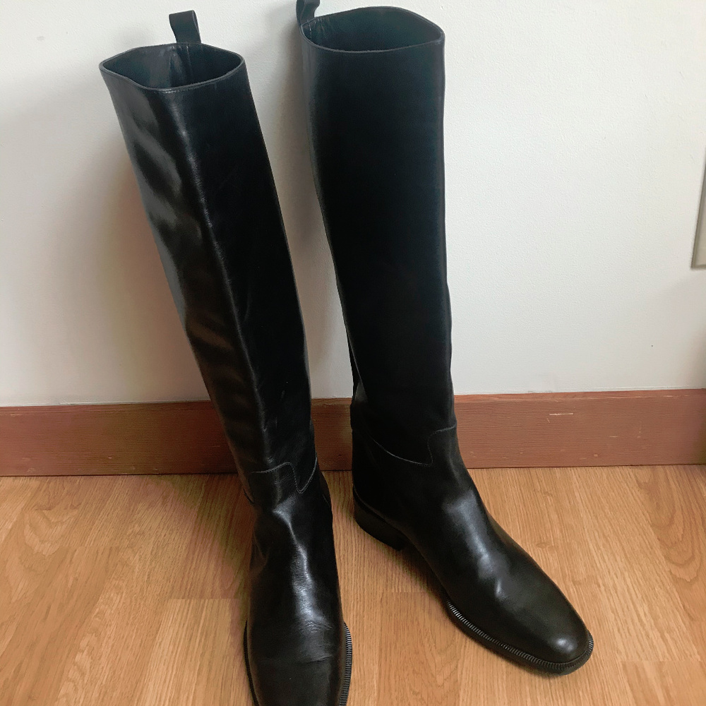 Forde black leather boots, 39 (8.5)